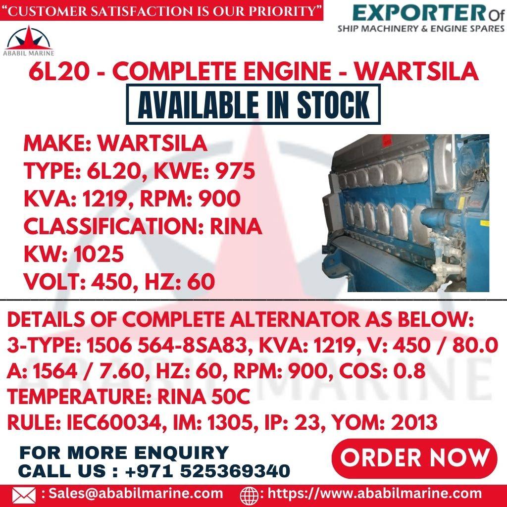 6L20 - COMPLETE ENGINE - WARTSILA Ababil Marine