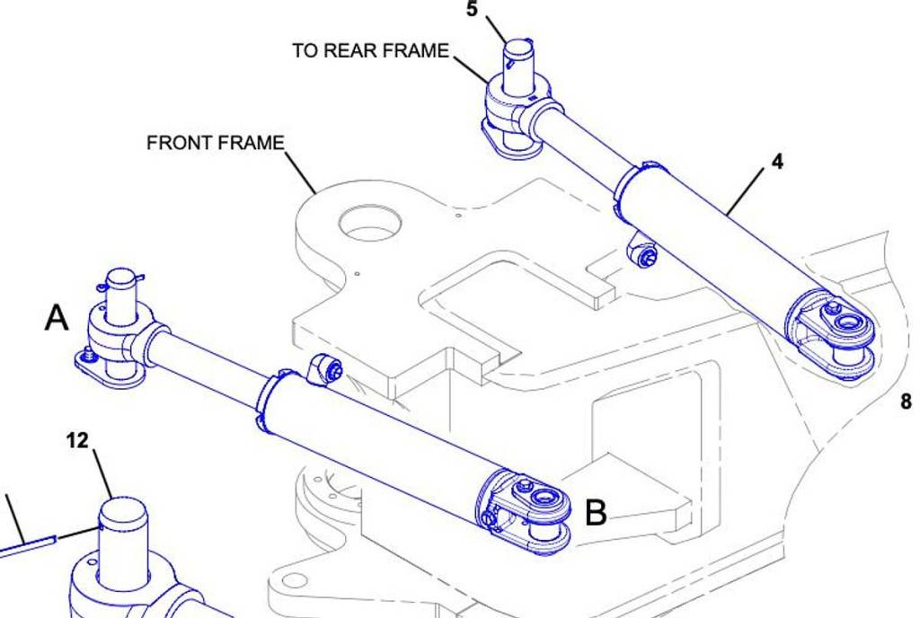 Articulation Cylinder Group for Caterpillar 16M Motor Grader Ababil Marine