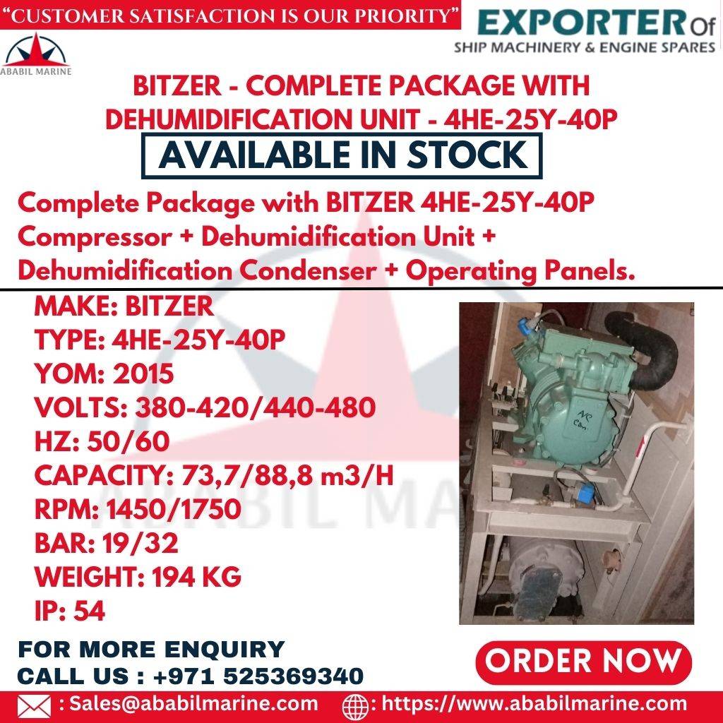 BITZER - COMPLETE PACKAGE WITH DEHUMIDIFICATION UNIT - 4HE-25Y-40P Ababil Marine