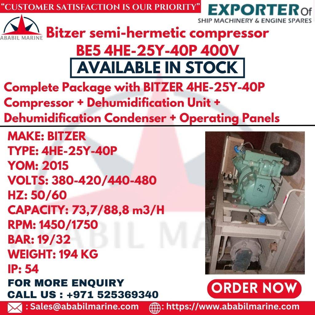 Bitzer semi-hermetic compressor BE5 4HE-25Y-40P 400V Ababil Marine