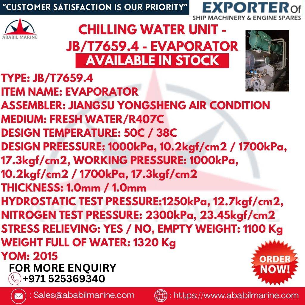 CHILLING WATER UNIT - JB/T7659.4 - EVAPORATOR Ababil Marine