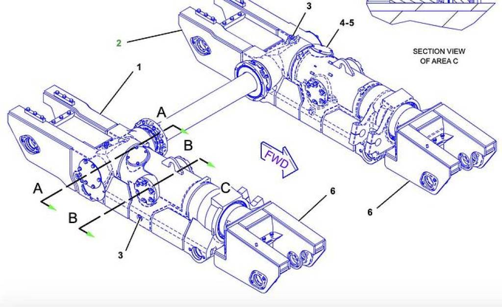 Complete truck (track frame) group for Caterpillar D8R II / D8N / D8R / D8T / D8 Track-Type Tractor Ababil Marine