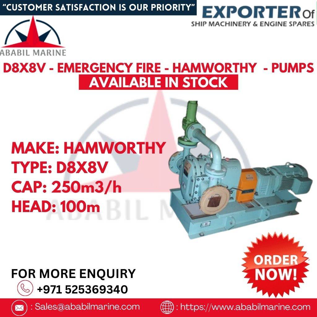 EMERGENCY FIRE - HAMWORTHY- D8X8V  - COMPLETE RECONDITION PUMPS Ababil Marine