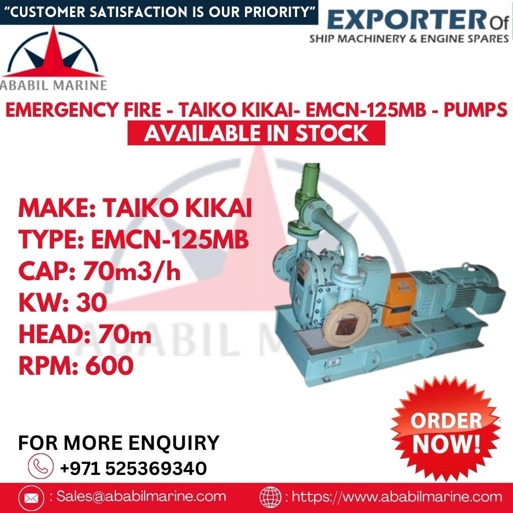 EMERGENCY FIRE - TAIKO KIKAI- EMCN-125MB - COMPLETE RECONDITION PUMPS Ababil Marine
