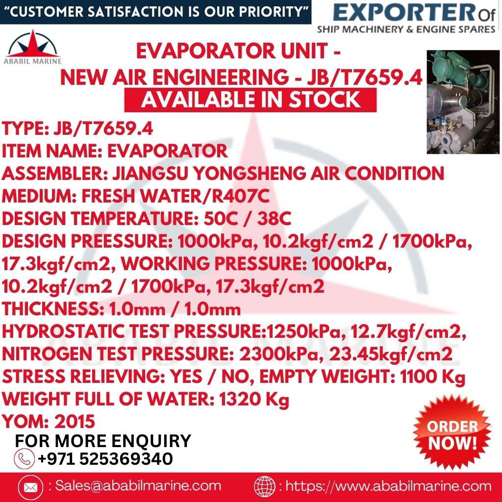 EVAPORATOR UNIT - NEW AIR ENGINEERING - JB/T7659.4 Ababil Marine