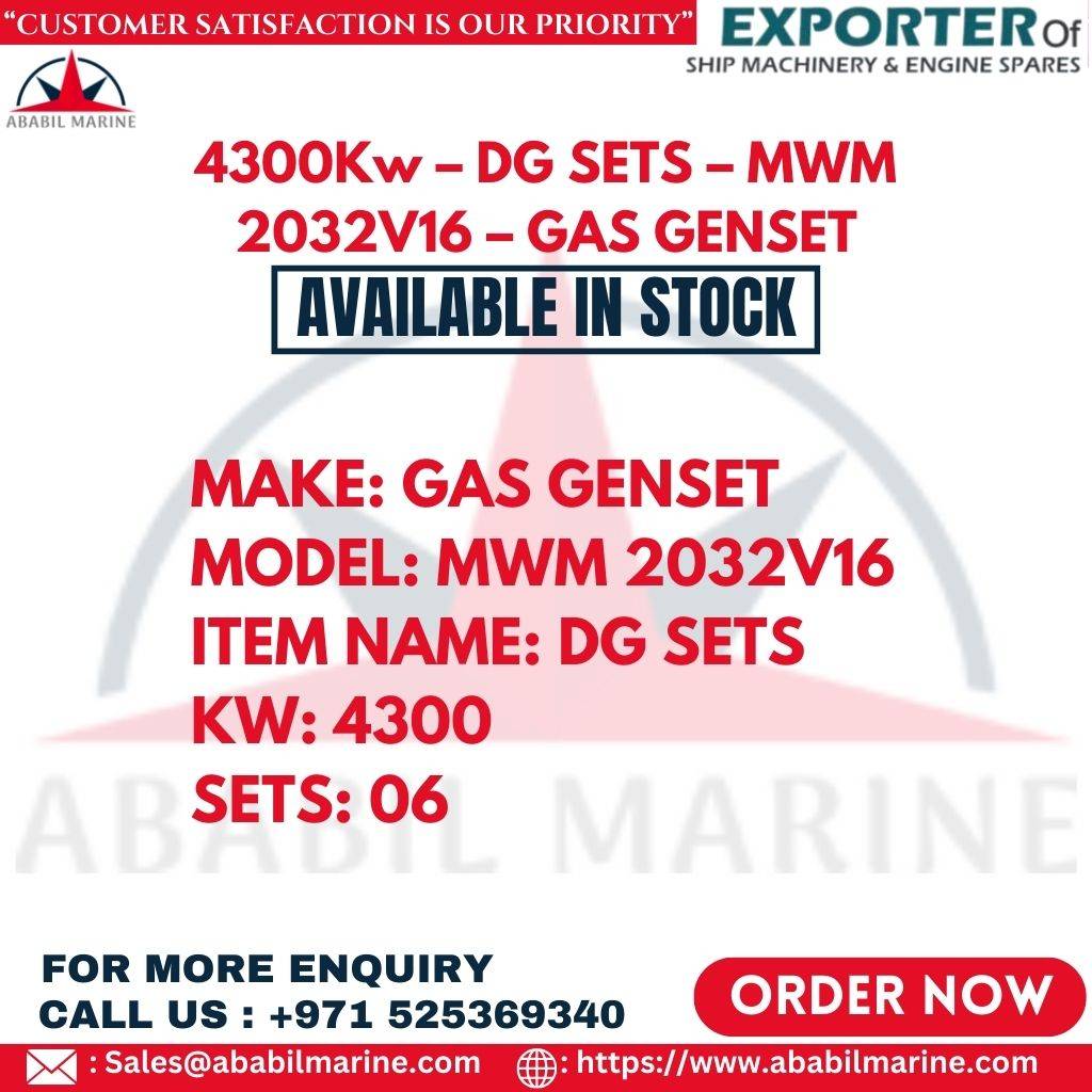 GAS GENSET – MWM 2032V16 – DIESEL GENERATOR – 4300Kw Ababil Marine