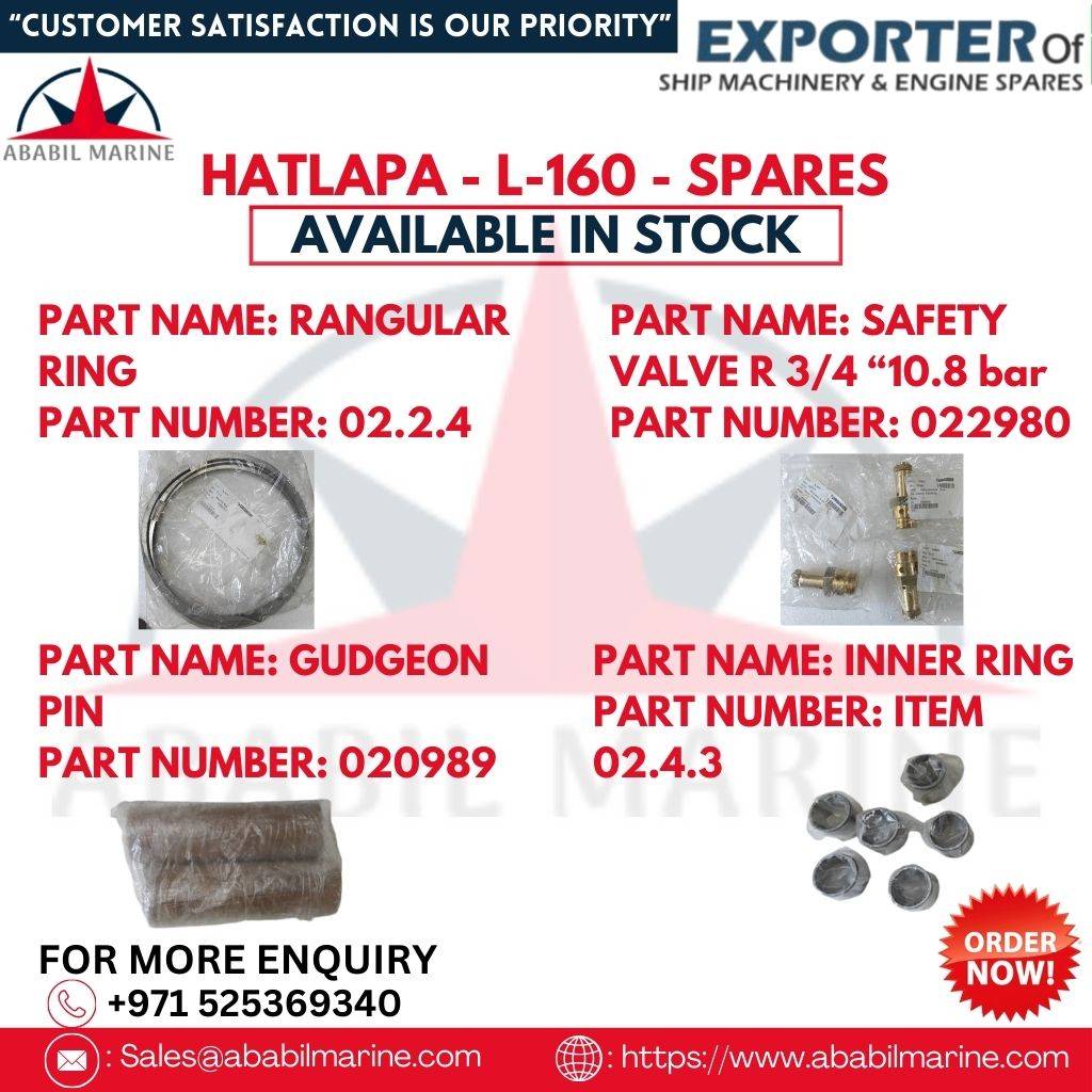 L-160 - HATLAPA - GUDGEON PIN - PART NUMBER - SPARES Ababil Marine