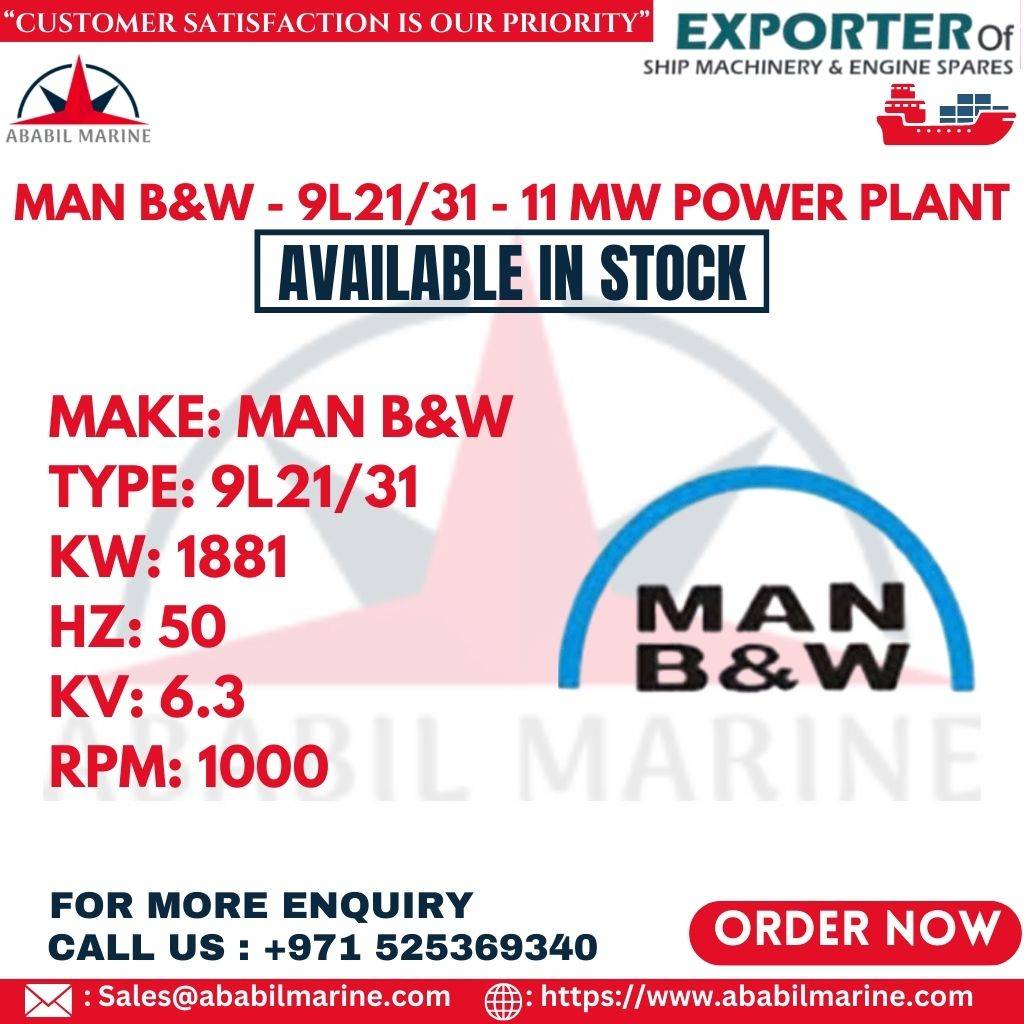 MAN B&W - 9L21/31 - 11 MW POWER PLANT Ababil Marine