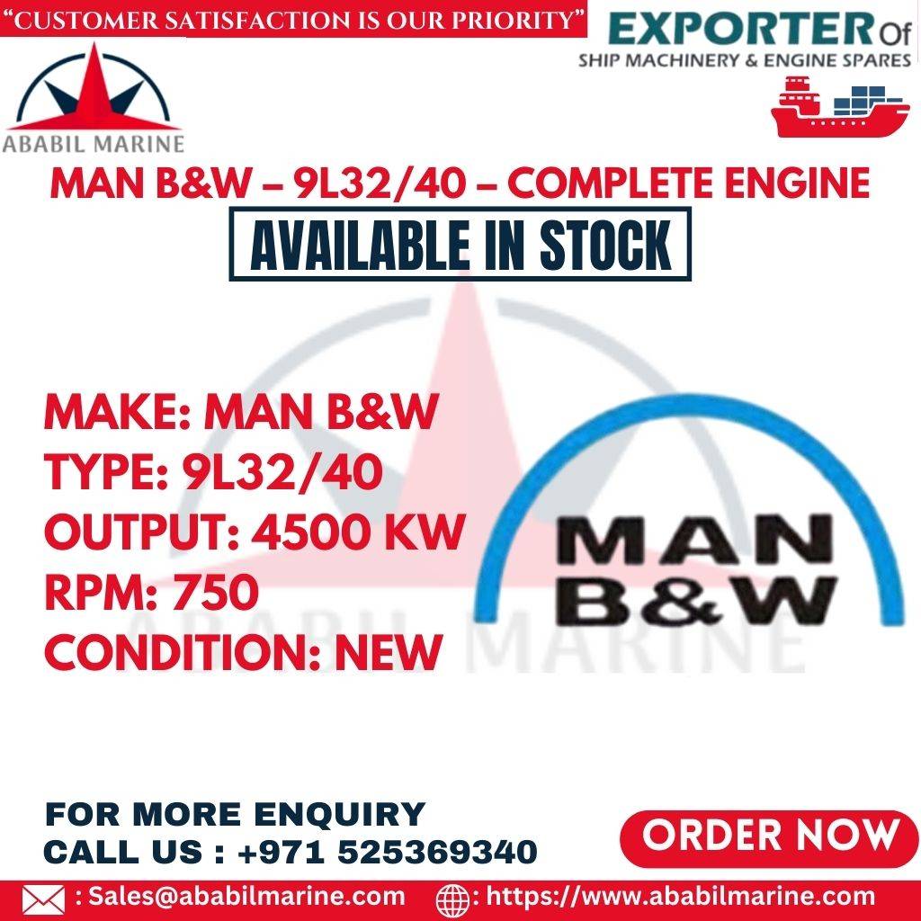 MAN B&W – 9L32/40 – COMPLETE ENGINE Ababil Marine