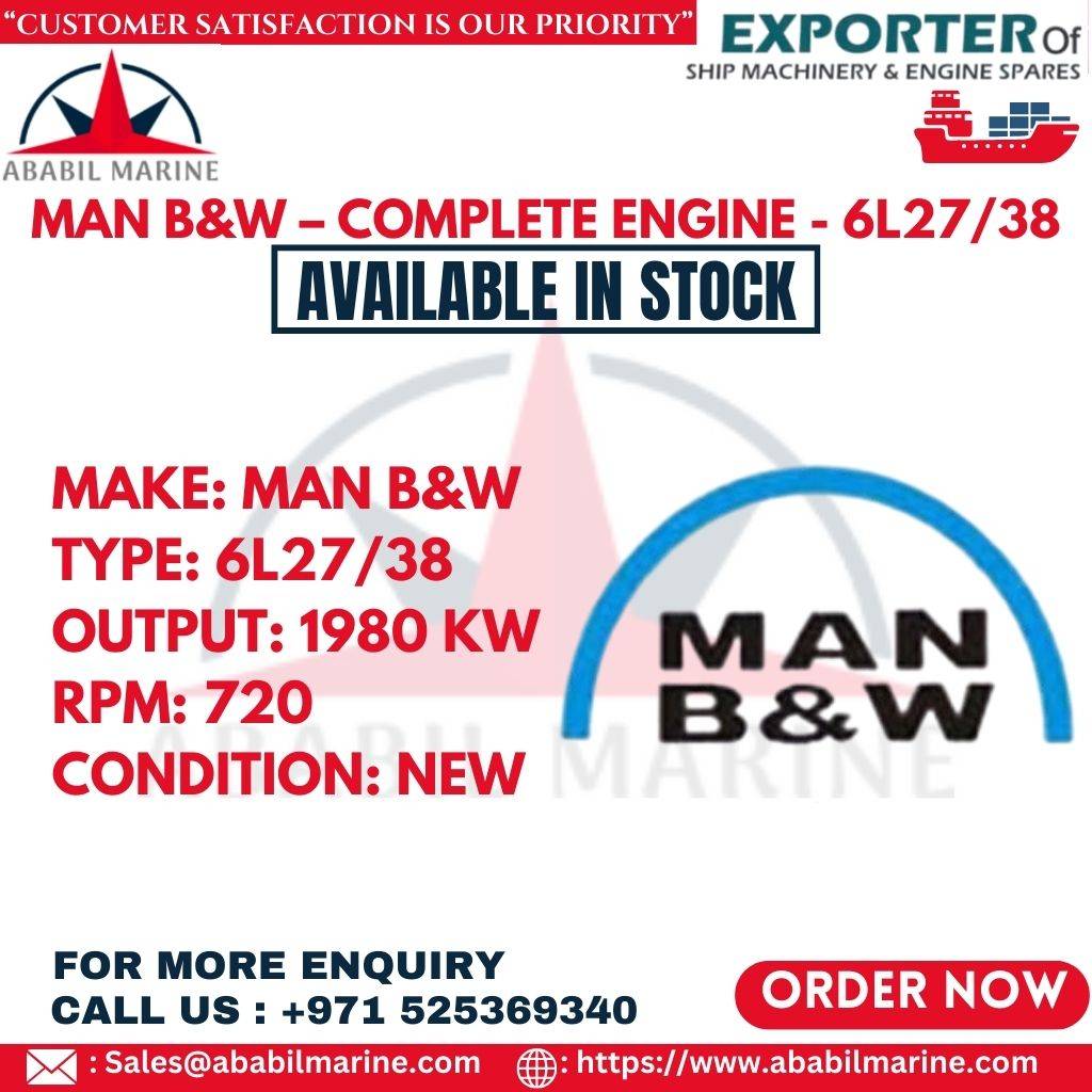 MAN B&W – COMPLETE ENGINE - 6L27/38 Ababil Marine