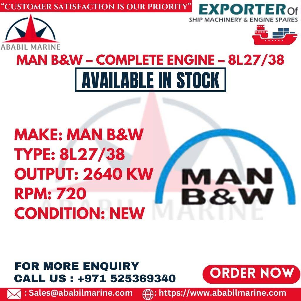 MAN B&W – COMPLETE ENGINE – 8L27/38 Ababil Marine