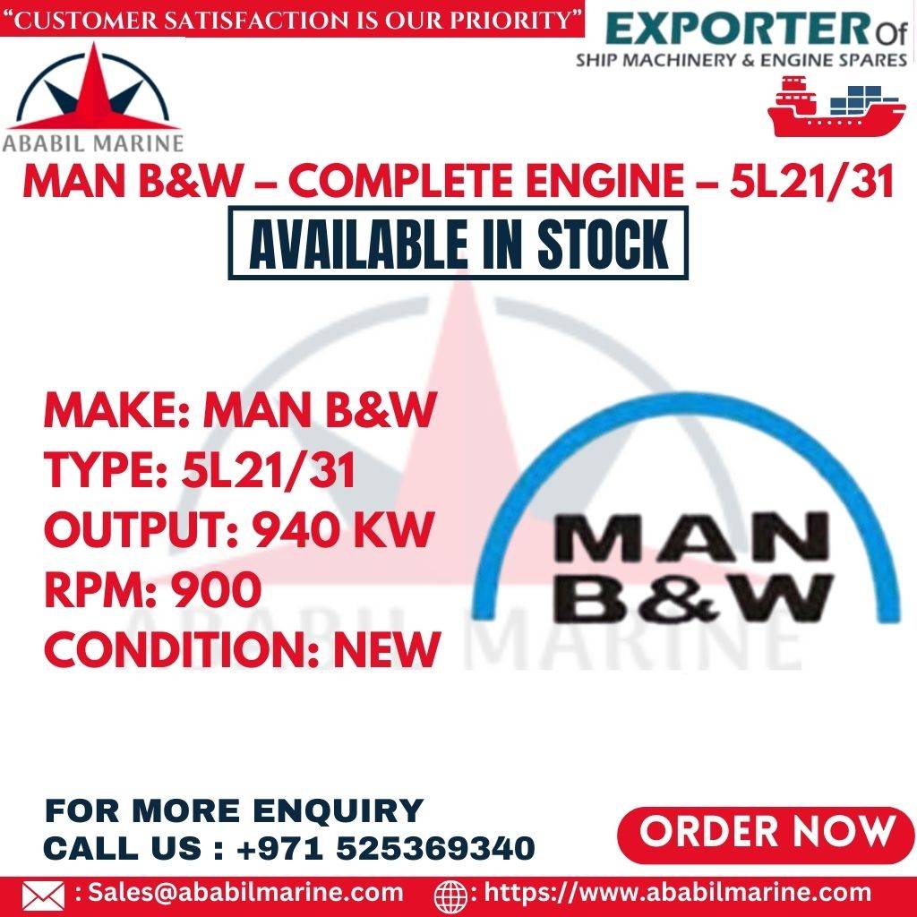 MAN B&W – COMPLETE ENGINE – 9L21/31 Ababil Marine