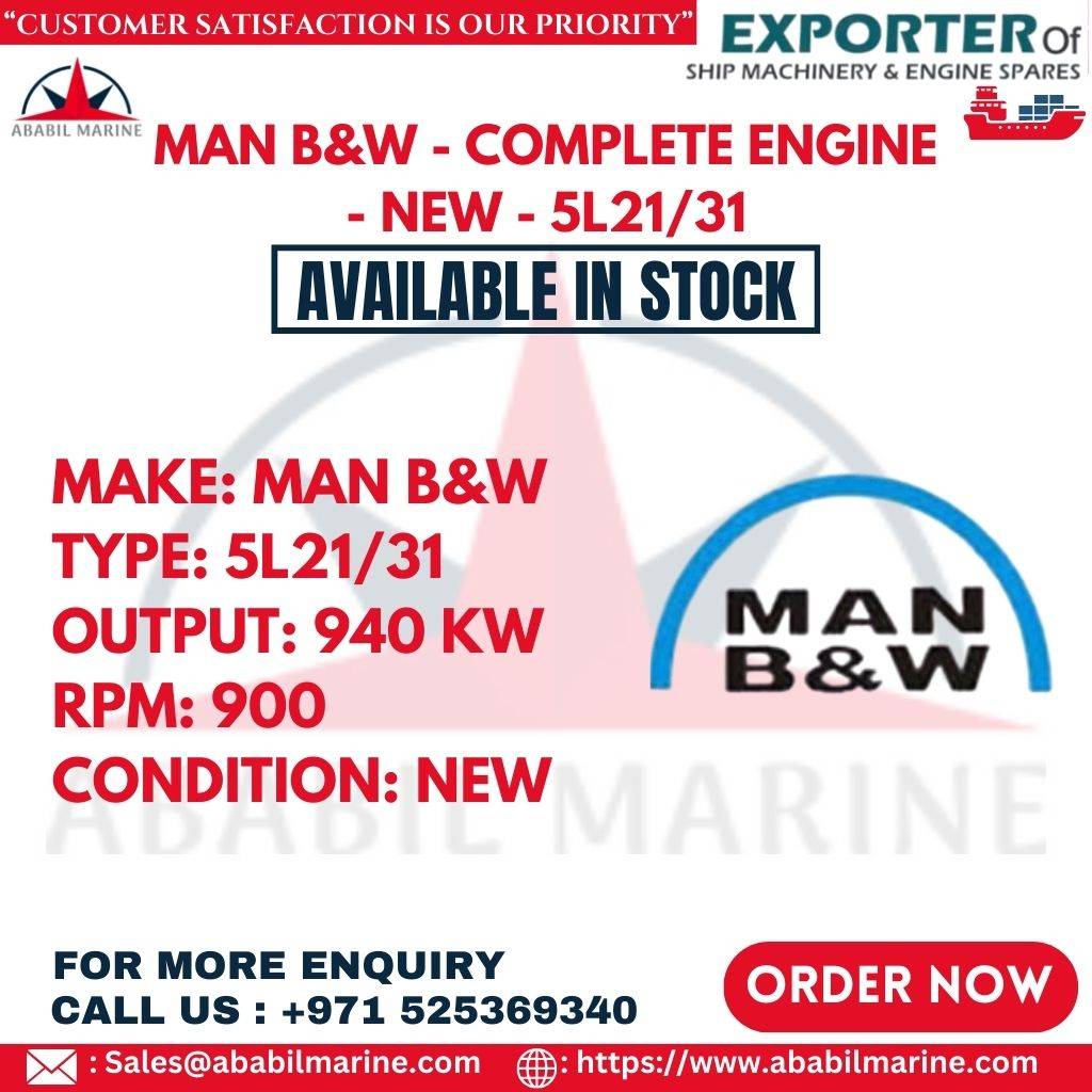 MAN B&W - COMPLETE ENGINE - NEW - 5L21/31 Ababil Marine
