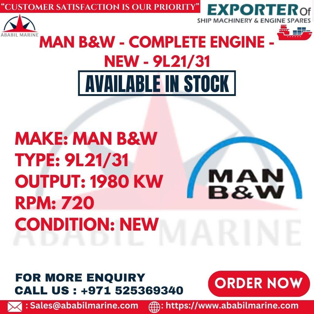 MAN B&W - COMPLETE ENGINE - NEW - 9L21/31 Ababil Marine