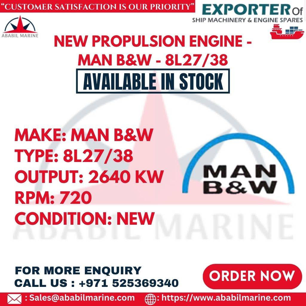 NEW PROPULSION ENGINE - MAN B&W - 8L27/38 Ababil Marine