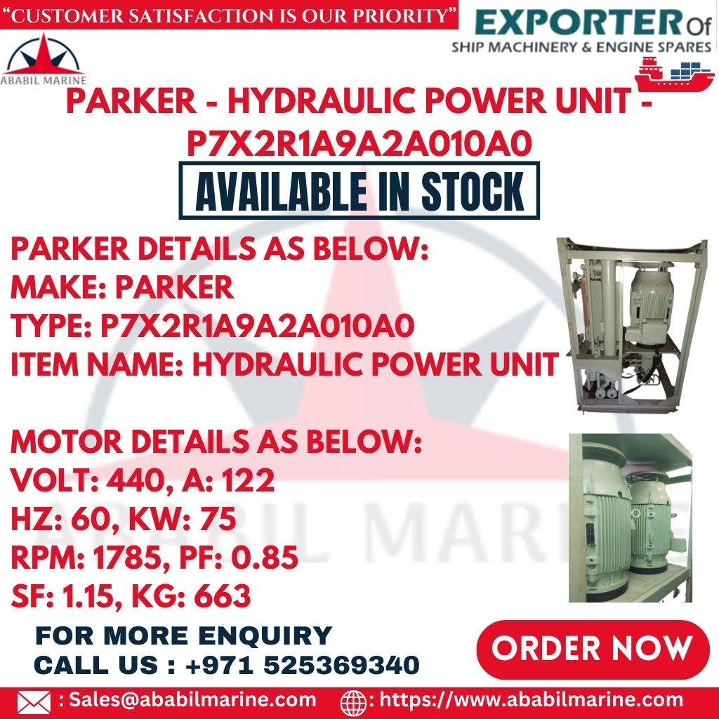 PARKER - HYDRAULIC POWER UNIT - P7X2R1A9A2A010A0 Ababil Marine