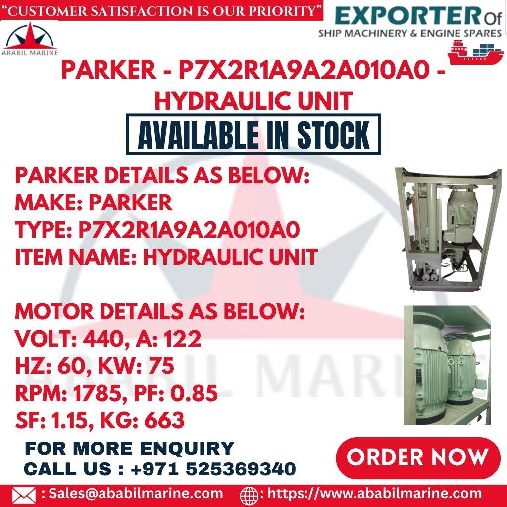 PARKER - P7X2R1A9A2A010A0 - HYDRAULIC UNIT Ababil Marine