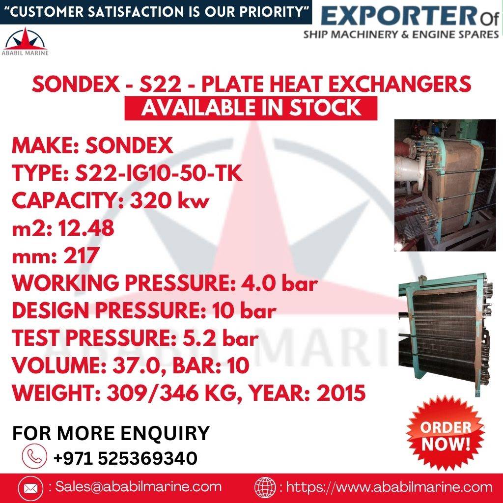 SONDEX - S22 - PLATE HEAT EXCHANGERS Ababil Marine