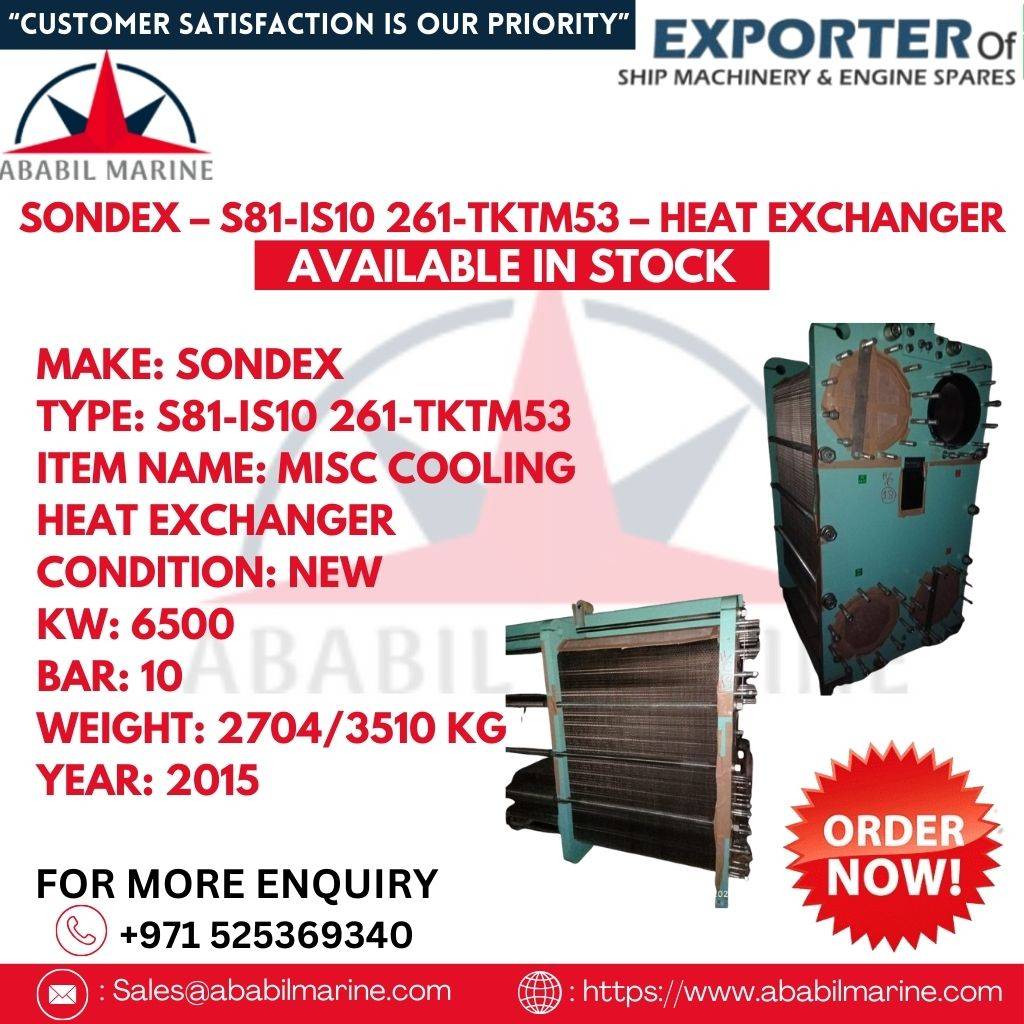 SONDEX – S81-IS10 261-TKTM53 – HEAT EXCHANGER Ababil Marine