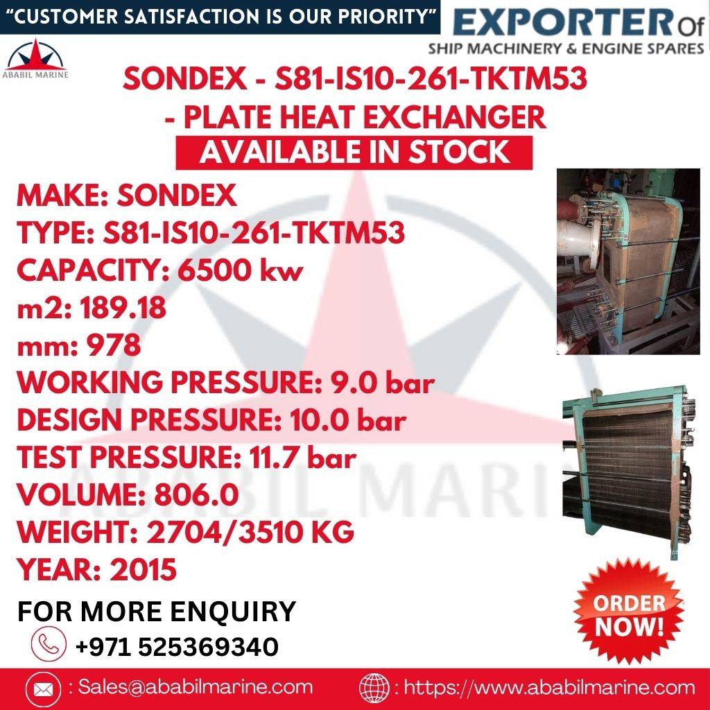 SONDEX - S81-IS10-261-TKTM53 - PLATE HEAT EXCHANGER Ababil Marine