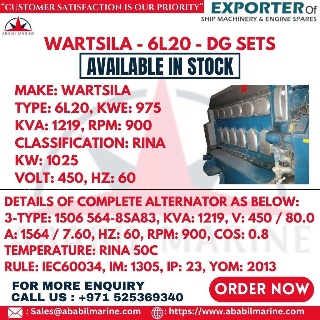 WARTSILA - 6L20 - DG SETS Ababil Marine
