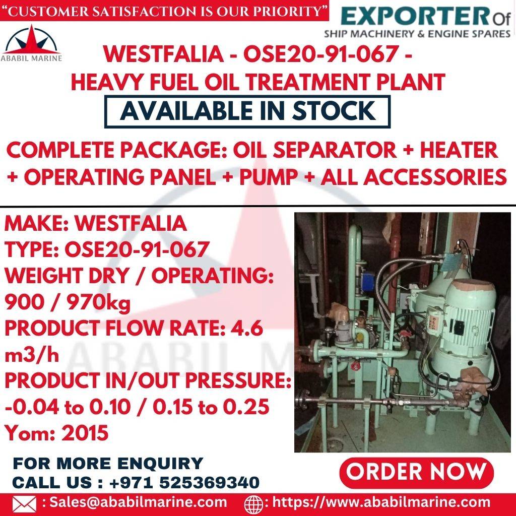 WESTFALIA - OSE20-91-067 - HEAVY FUEL OIL TREATMENT PLANT Ababil Marine