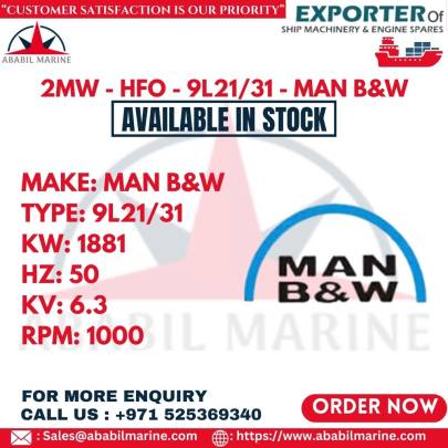 2MW - HFO - 9L21/31 - MAN B&W