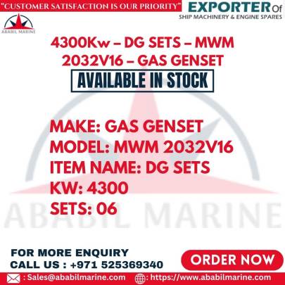 4300Kw – DG SETS – MWM 2032V16 – GAS GENSET
