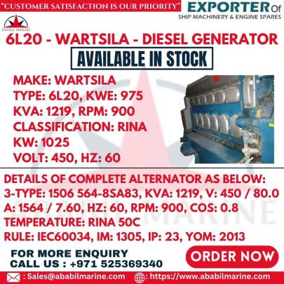 6L20 - WARTSILA - DIESEL GENERATOR