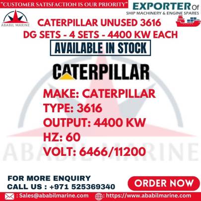 CATERPILLAR UNUSED 3616 DG SETS, 4 SETS, 4400 KW EACH
