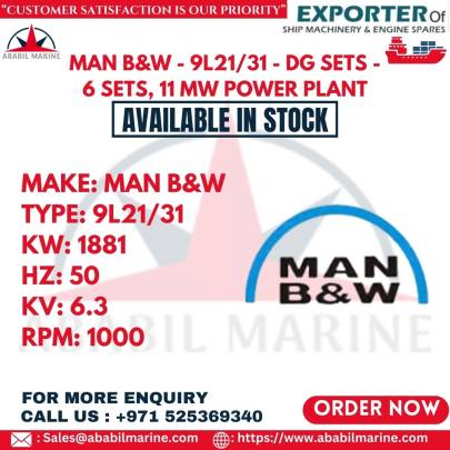 MAN B&W - 9L21/31 - DG SETS - 6 SETS, 11 MW POWER PLANT