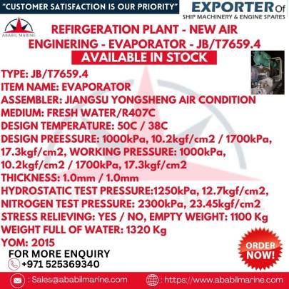 REFIRGERATION PLANT - NEW AIR ENGINERING - EVAPORATOR - JB/T7659.4