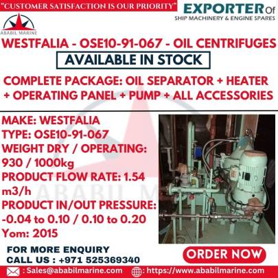 WESTFALIA - OSE10-91-067 - OIL CENTRIFUGES