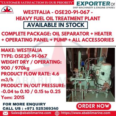 WESTFALIA - OSE20-91-067 - HEAVY FUEL OIL TREATMENT PLANT